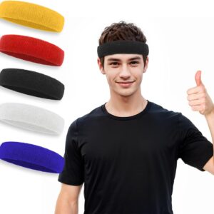 5 Pack Sweatbands Sports Headbands for Men